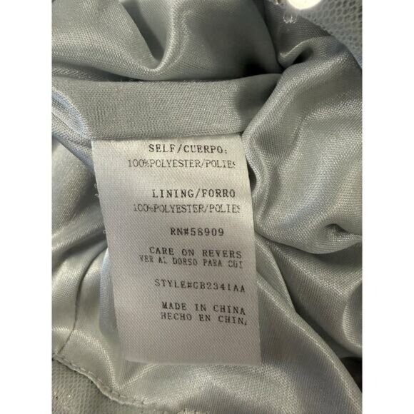 Gianni Bini GB Silver Sequin Feather Cocktail Dress Illusion V Neck - Picture 11 of 15